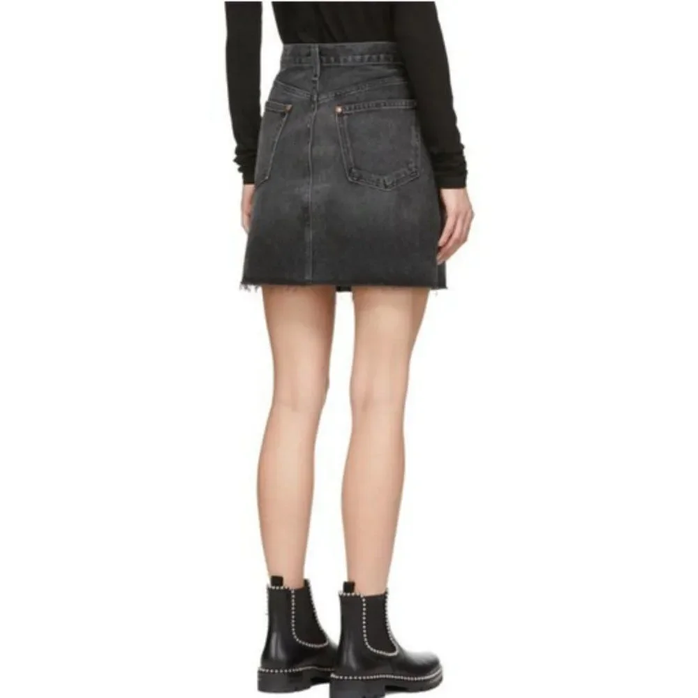 rag&bone Sz. 23 Moss Denim Mini Skirt With Distressed Hem In Asa